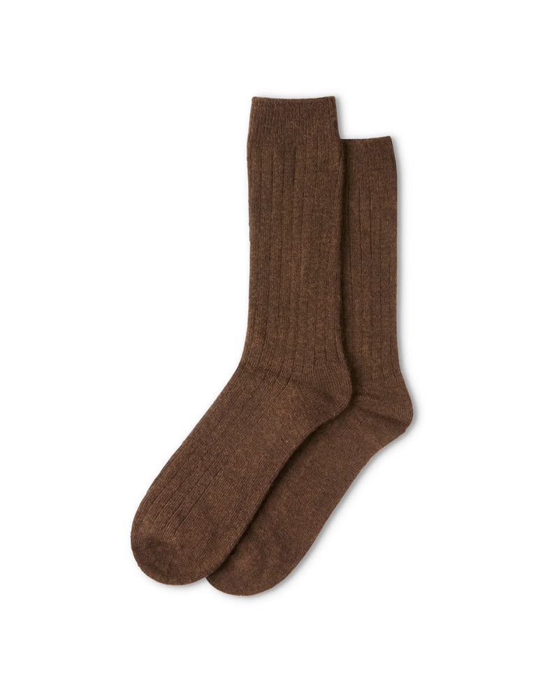 Men's Cashmere Rib Sock - Chocolate