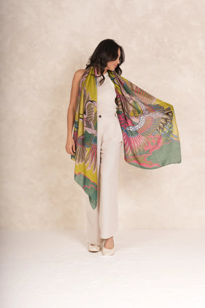 Scarf Crane Olive