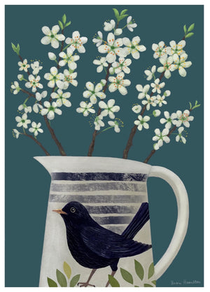 Blossom in a Blackbird Jug Card