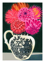 Dahlias in a Willow Jug Card