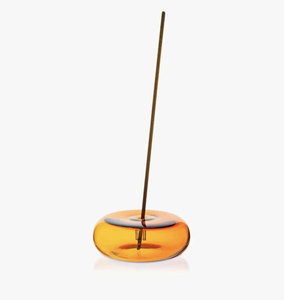 Dimple Glass Incense Holder - Yellow