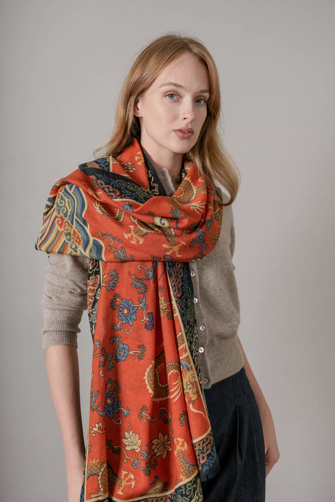 Dragon Rust Wool Scarf