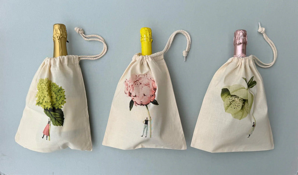 Cotton Drawstring Bag - Annabelle Hydrangea