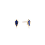 Lapis Emblem Stud Earrings in Gold