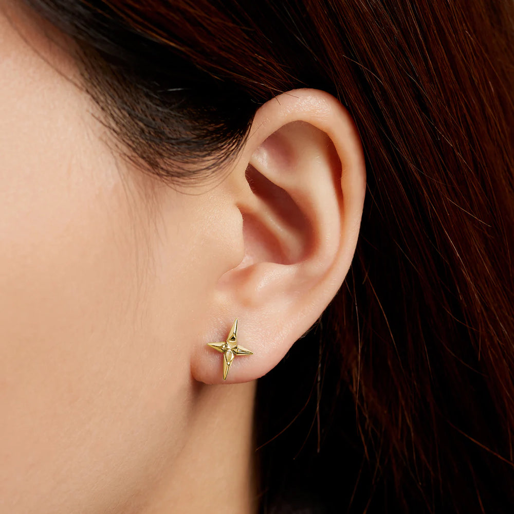 Cross Stud Earrings in Gold