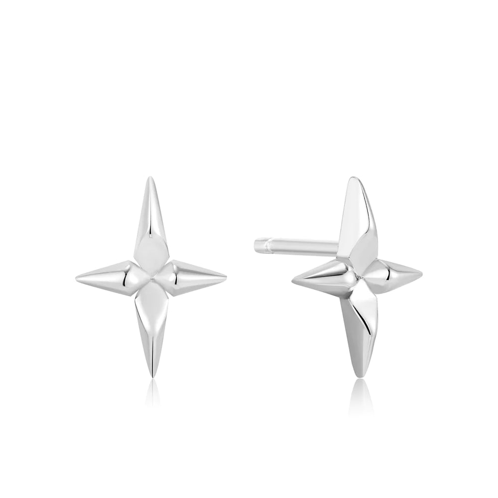 Cross Stud Earrings in Silver
