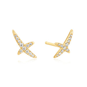 Gold Kiss Pave Stud Earrings - Heart Hunter