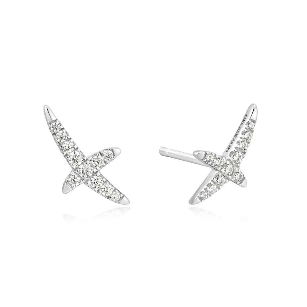 Silver Kiss Pave Stud Earrings - Heart Hunter