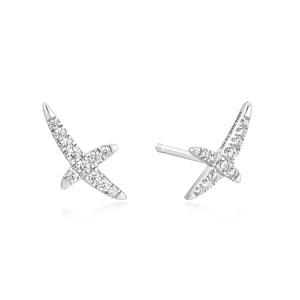 Silver Kiss Pave Stud Earrings - Heart Hunter