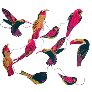 Tropical Bird Hand-Printed Paper Garland