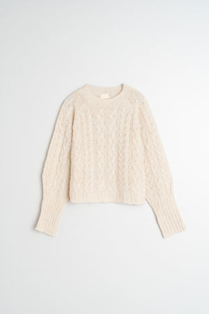 Cable-Knit Crop Sweater - Crudo