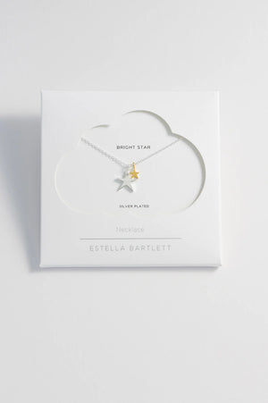 Double Hand Drawn Star Necklace - Silver And Gold Plated