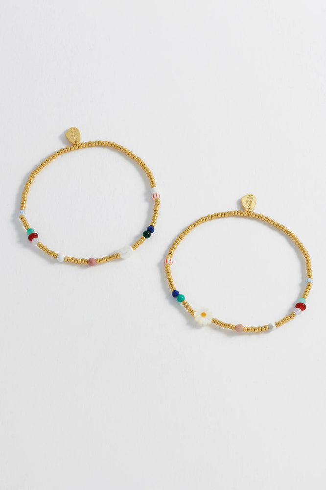 Mixed Glass, Pearl And Gemstone Duo Bracelet