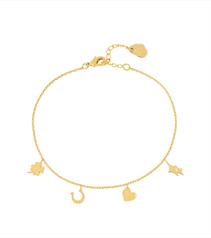 Gold Love And Luck Charm Bracelet