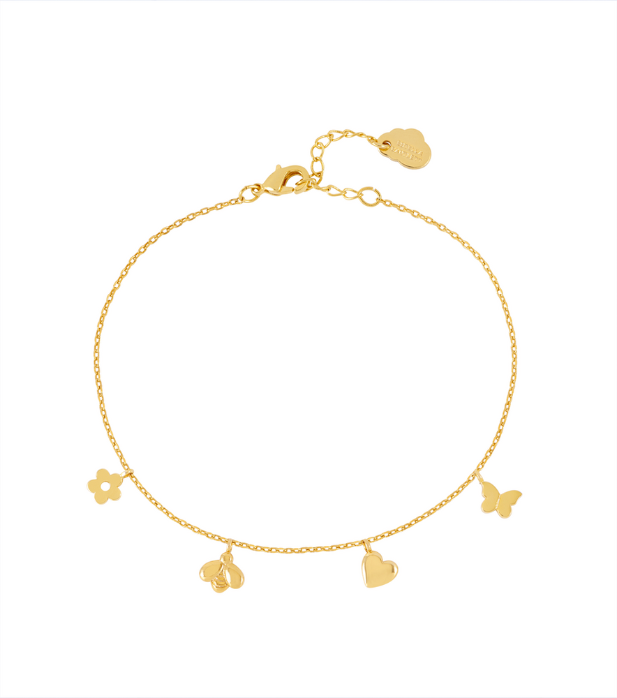 Gold Bee And Butterfly Charm Bracelet