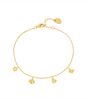 Gold Bee And Butterfly Charm Bracelet