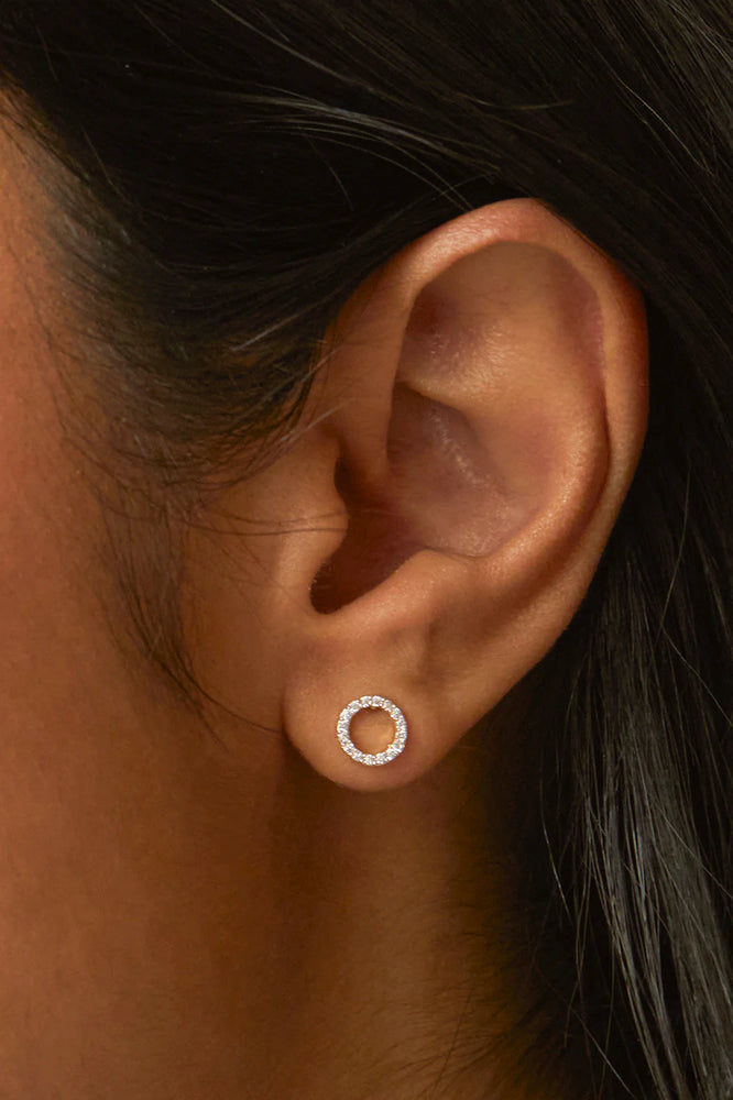 CZ Circle Earrings - Silver