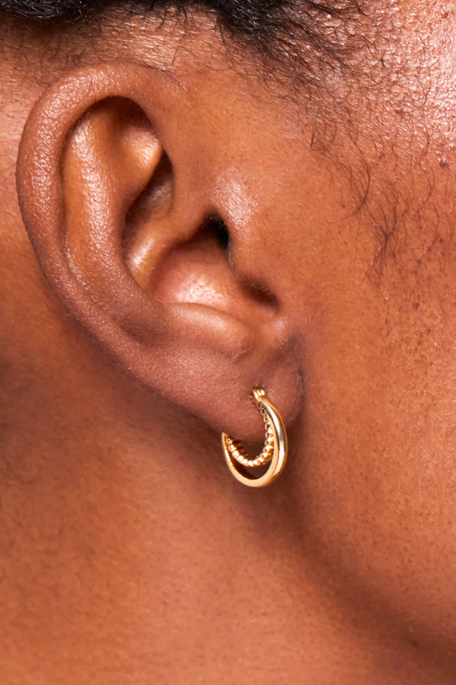 Gold Double Twisted Hoop Earrings