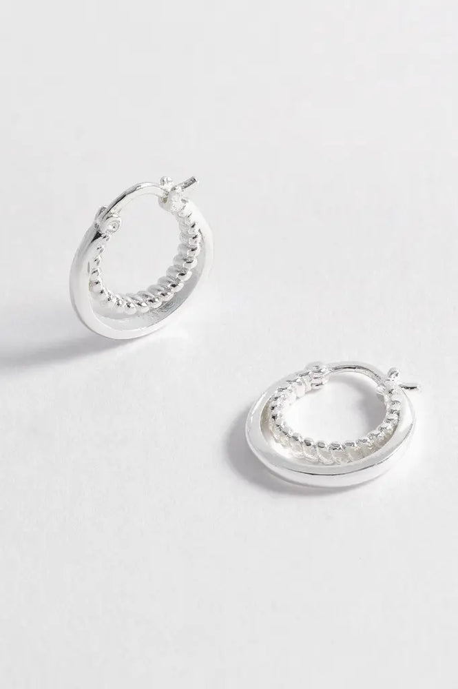 Silver Double Twisted Hoop Earrings