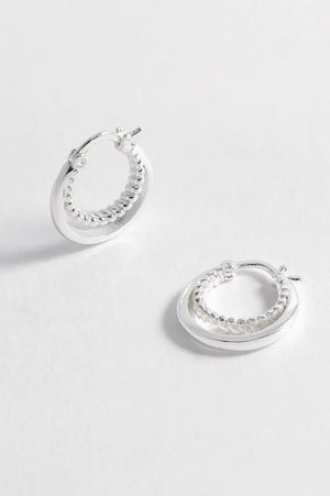 Silver Double Twisted Hoop Earrings