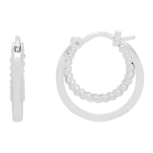 Silver Double Twisted Hoop Earrings