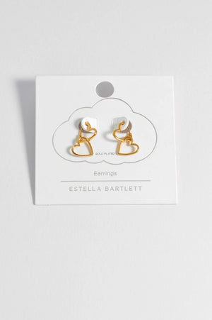 Gold Double Heart Hoop Earrings