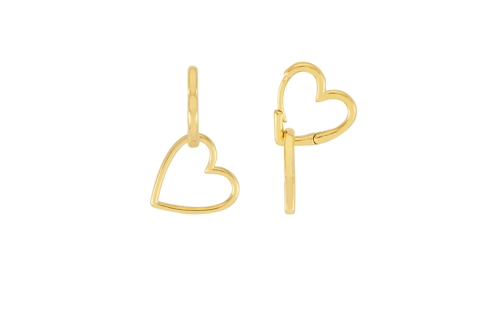 Gold Double Heart Hoop Earrings