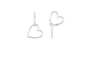Silver Hinged Double Heart Earrings