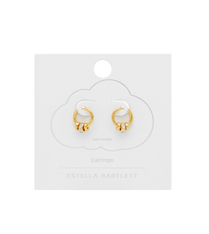 Gold Triple Disc Cz Hoop Earrings