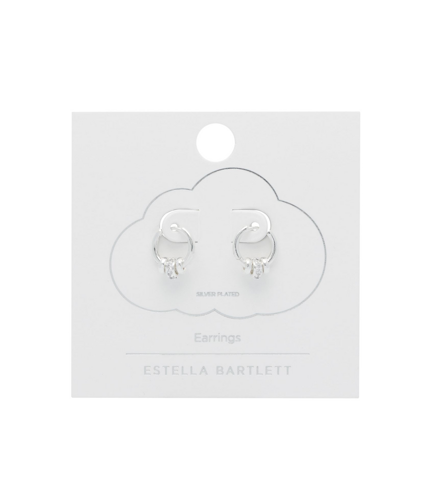 Silver Triple Disc Cz Hoop Earrings