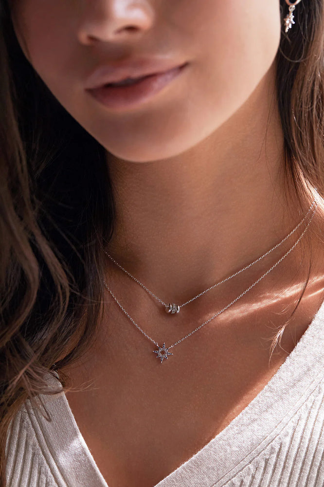 North Star Multi CZ Necklace - Silver