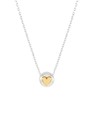 Silver Heart Disc Bead Necklace