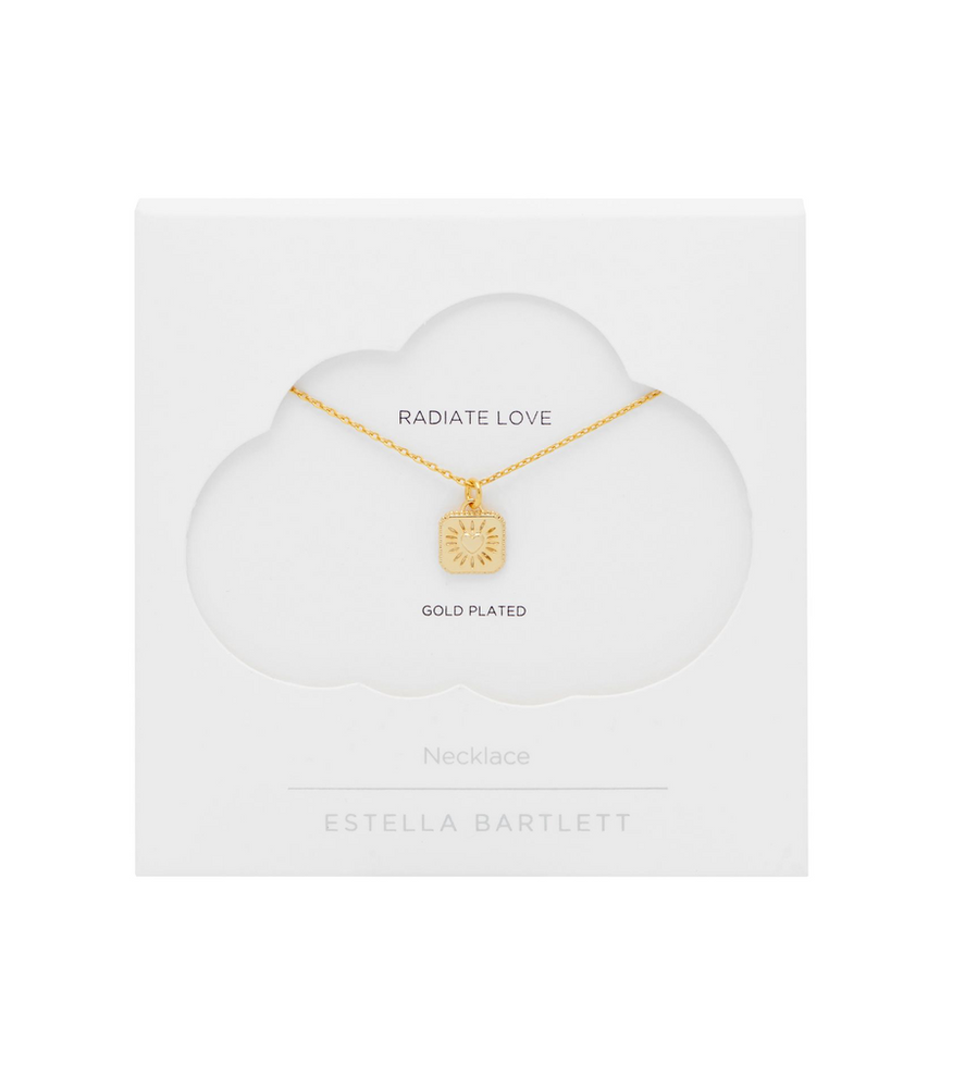 Gold Bobble Heart Tablet Necklace
