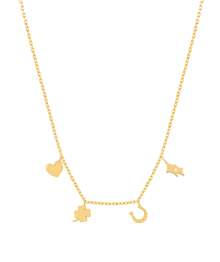 Gold Love and Luck Charm Necklace