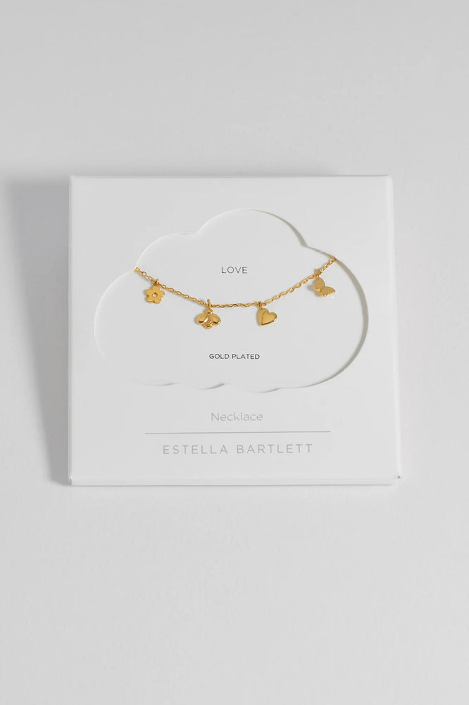 Gold Bee and Butterfly Charm Necklace