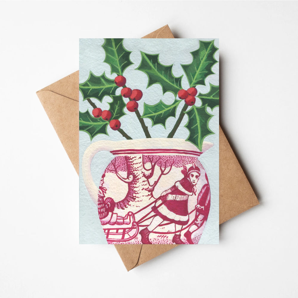 Holly in a Sleigh Jug Card
