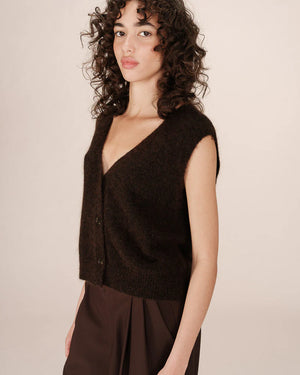 Santa V Neck Gilet - Chocolat