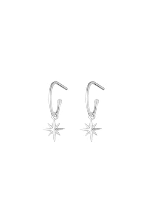 Silver Starlight Hoop Stud Earrings