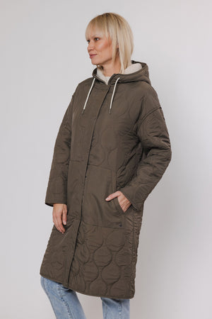 Elfie Hooded Coat With Teddy Lining - Hunter