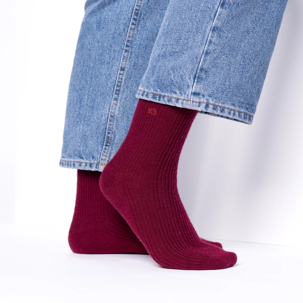 Wool Socks -Burgundy