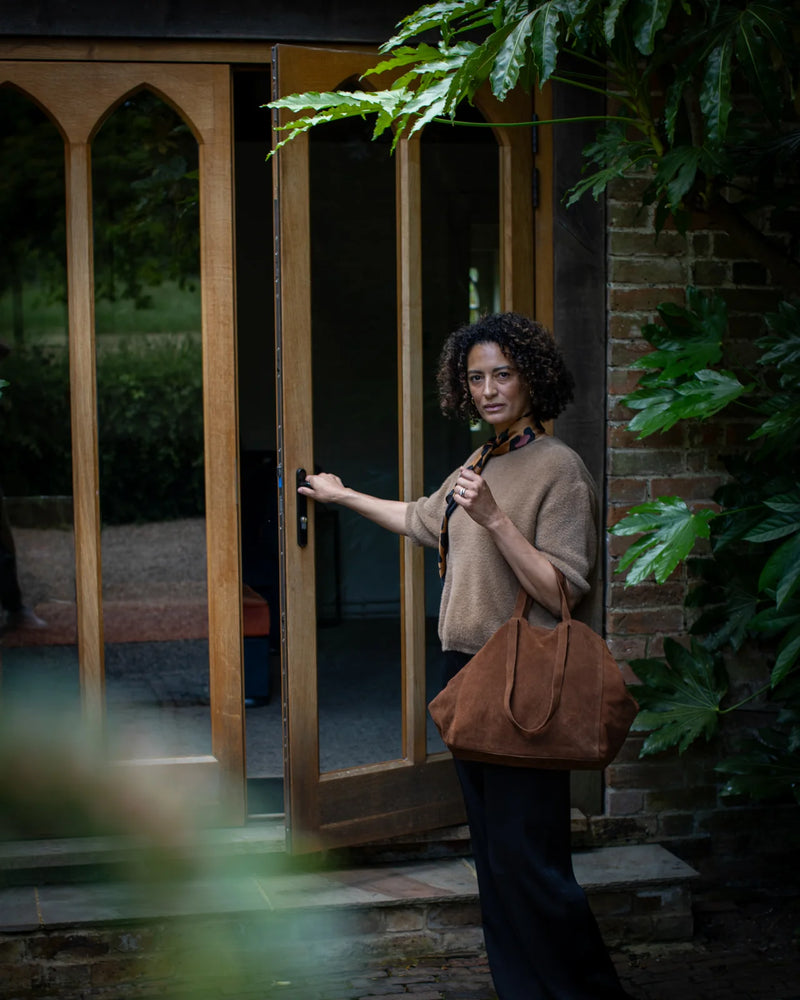 Soho Slouch Suede Bag - Tan