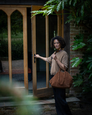 Soho Slouch Suede Bag - Tan