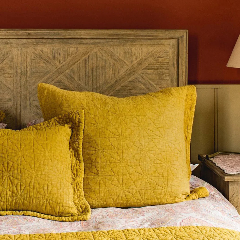 Stonewash Cotton Mustard Cushion With Pad