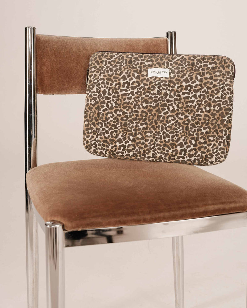 Sherry Quilted Laptop Bag - Leopard