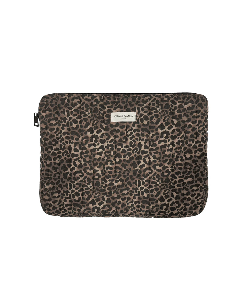 Sherry Quilted Laptop Bag - Leopard