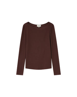 Stanley Long Sleeve Boat Neck T Shirt - Chocolate