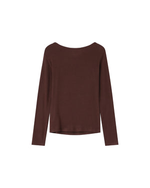 Stanley Long Sleeve Boat Neck T Shirt - Chocolate