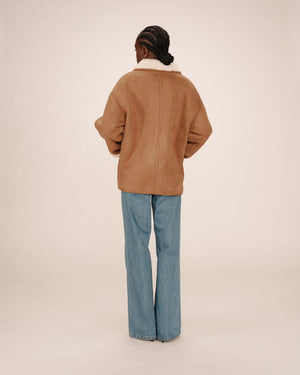 Faux Shearling and Suede Coat