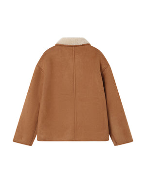 Faux Shearling and Suede Coat