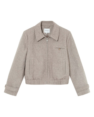 Tiffany Herringbone Wool Blend Jacket - Greige